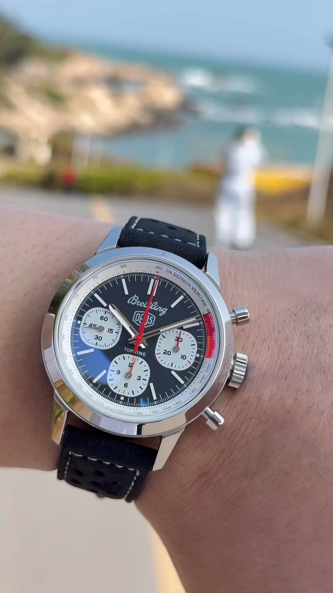 Breitling Top Time B01 Deus Chronograph AB01765A1B1X1, wrist video highlighting dial contrast. - Video