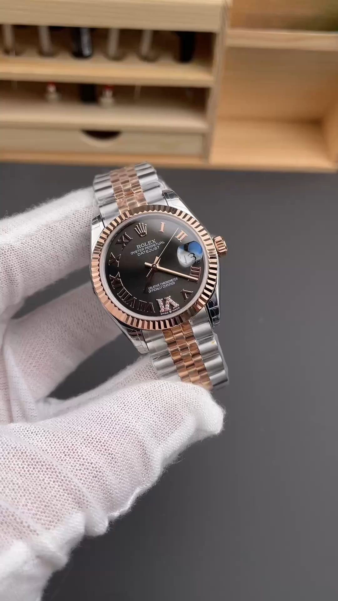 Rolex Datejust 31 Slate Grey Dial Diamond VI 278271 0030 Women's Watch - Video