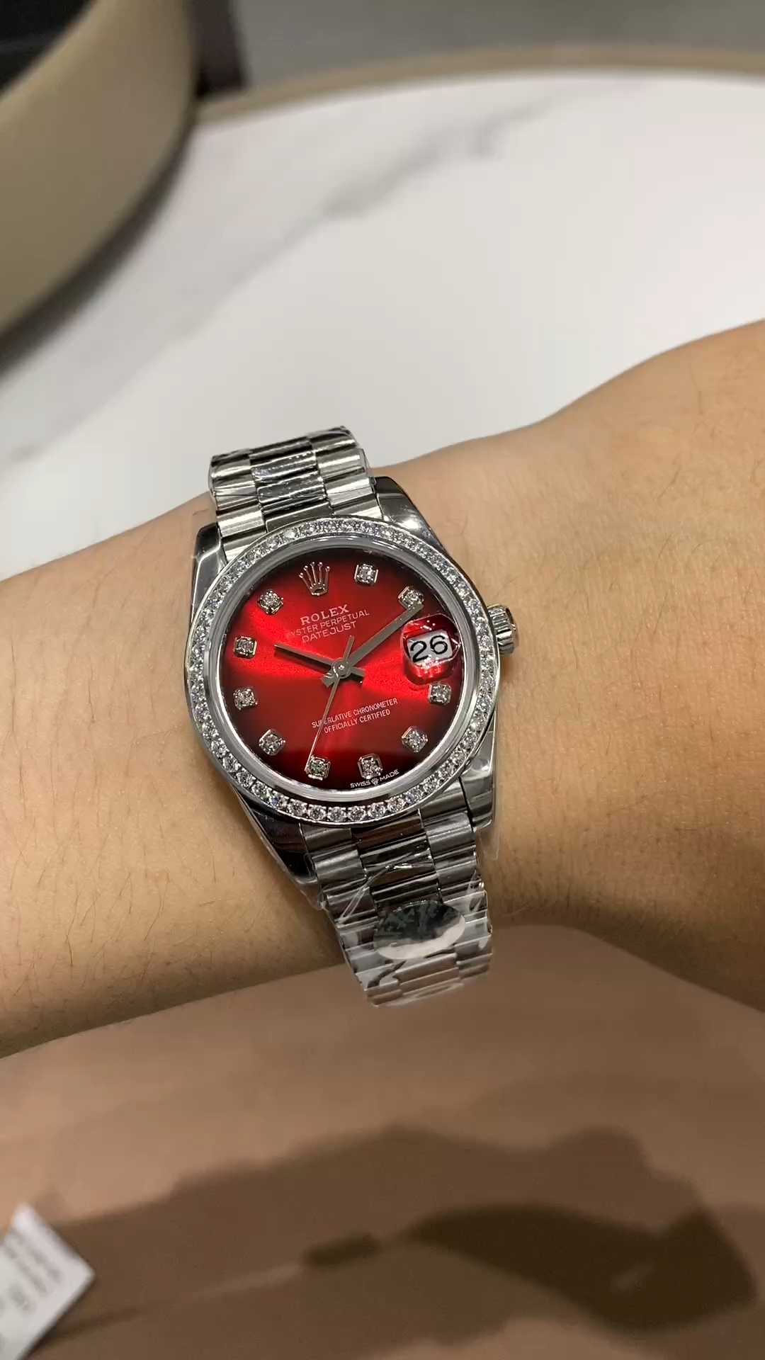 Rolex Datejust 31 White Gold Red Gradient Dial 278289RBR-0028 Replica - Video