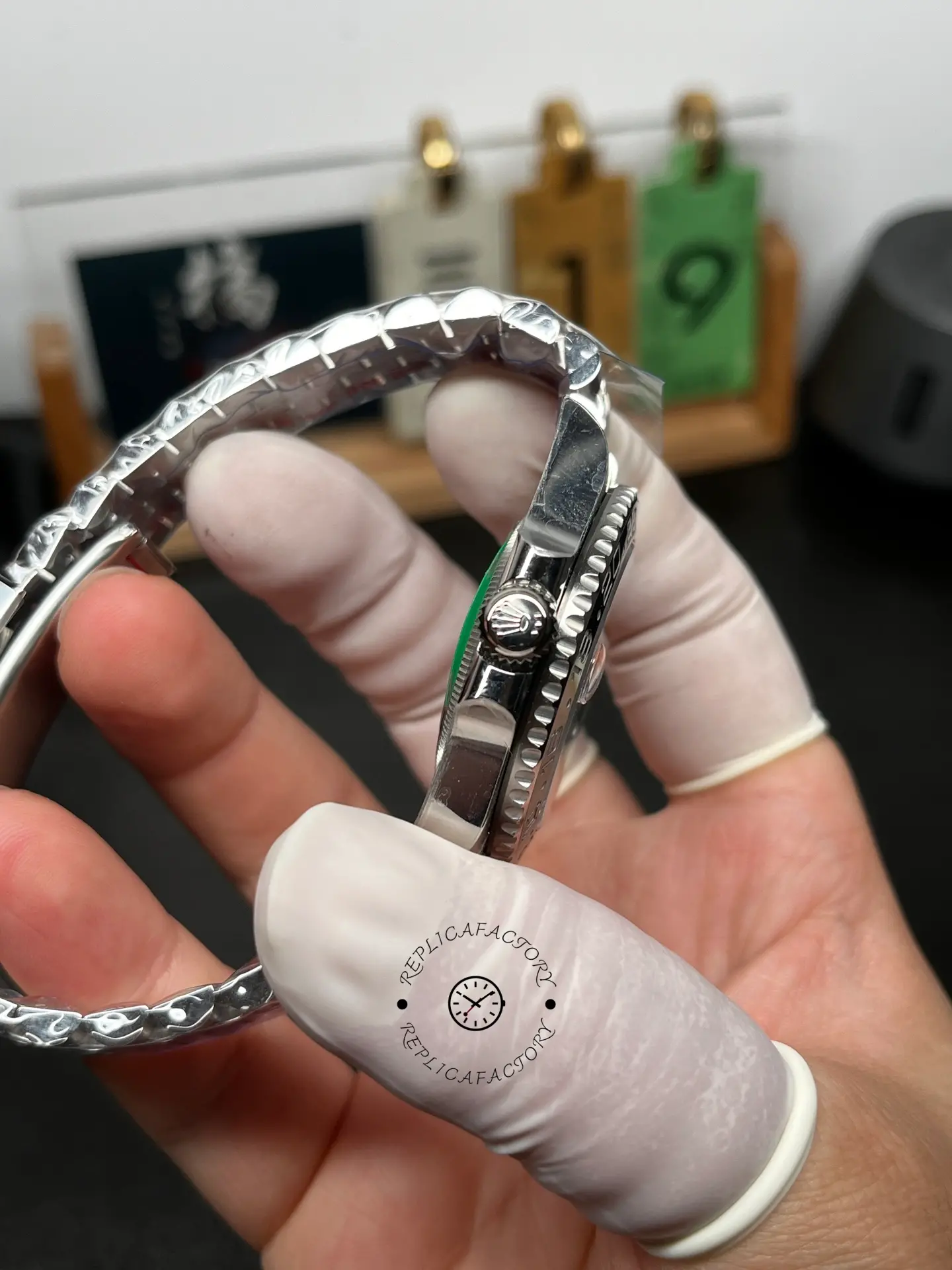 Crown-side view of Rolex GMT-Master II 126720VTNR showing the screw-down crown and case profile.