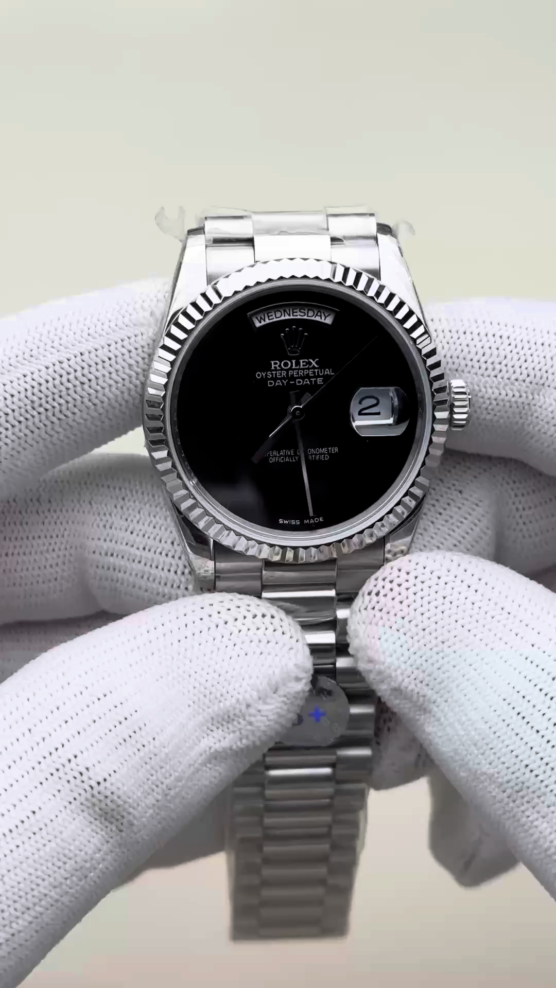 Rolex Day-Date Black Onyx Dial Replica 36 President Watch 18038 - Video