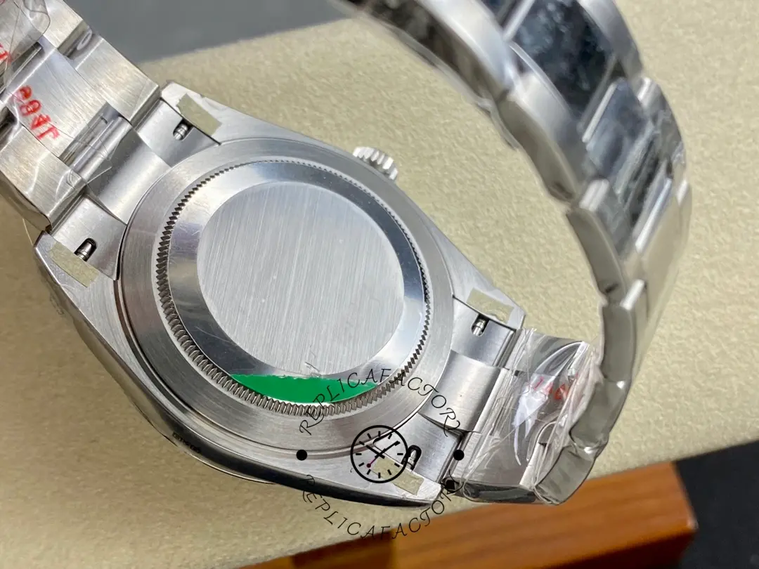 Rear bracelet and case back view of Rolex Datejust M126334-0013 showing the underside finish.