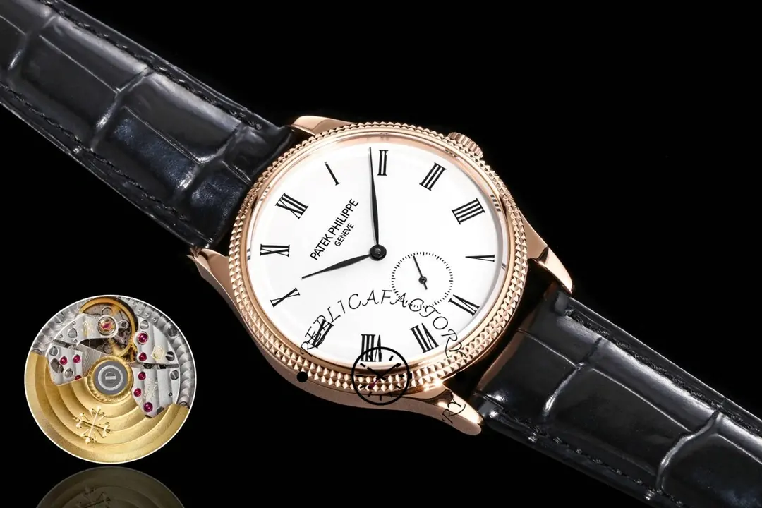 Dial close-up of the Patek Philippe Calatrava 5119R with Roman numerals, minute track, and small seconds.
