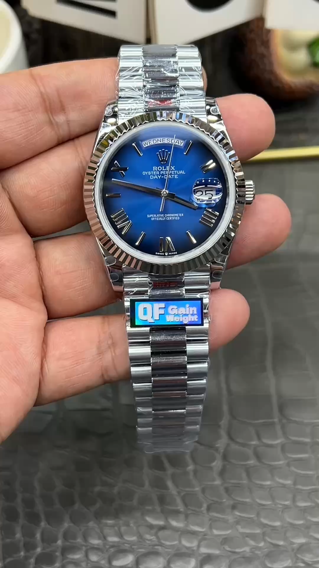 Rolex Day-Date 40MM White Gold 228239-0076 Blue Ombré Dial 1:1 Clone - Video