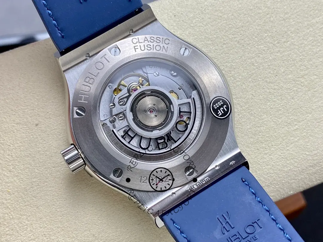 Caseback angled view of Hublot Classic Fusion 542.NX.7170.LR showing engraved back and screws.