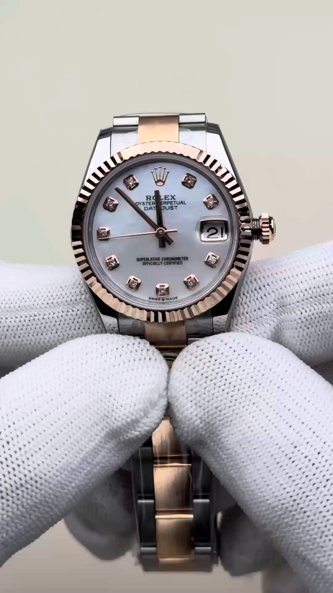 Rolex Datejust 278271-0025 Rose Gold Fluted MOP Diamond Dial Replica - Video