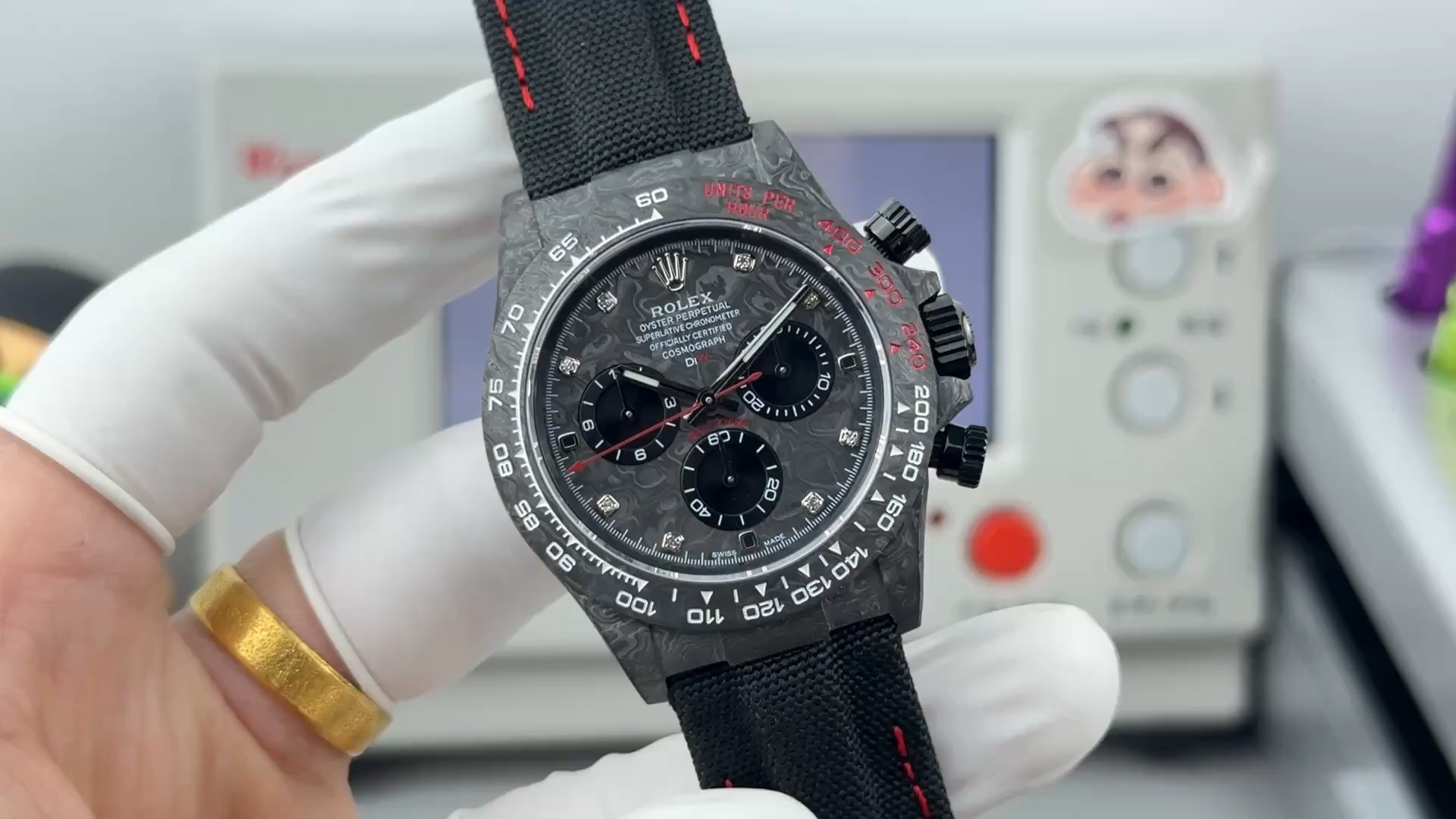 Rolex Daytona Cosmograph DIW Diamond Index Carbon Fiber 40mm Replica - Video