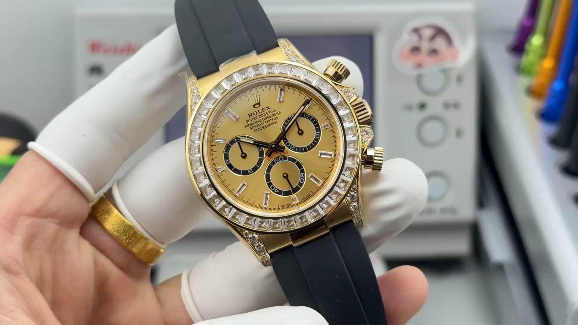 Clone Rolex Daytona 126538TBR-0004 Gold Dial & Oysterflex Strap