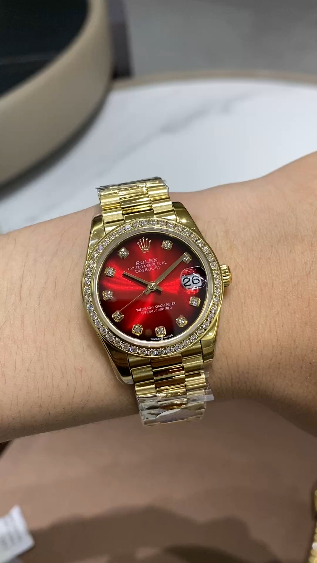 Rolex Datejust Yellow Gold Strap Replica 31 Diamond-Set bezel 278288RBR-0041 - Video