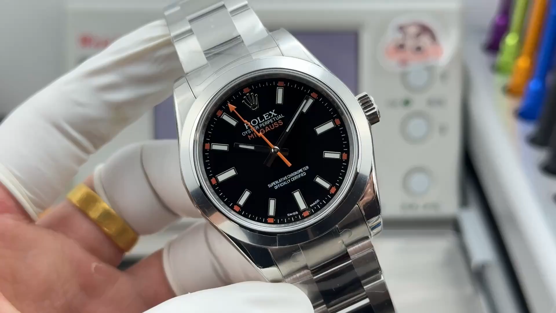 Rolex Milgauss 116400-0001 Stainless Steel Black Dial 40mm Mens Replica Watch - Video