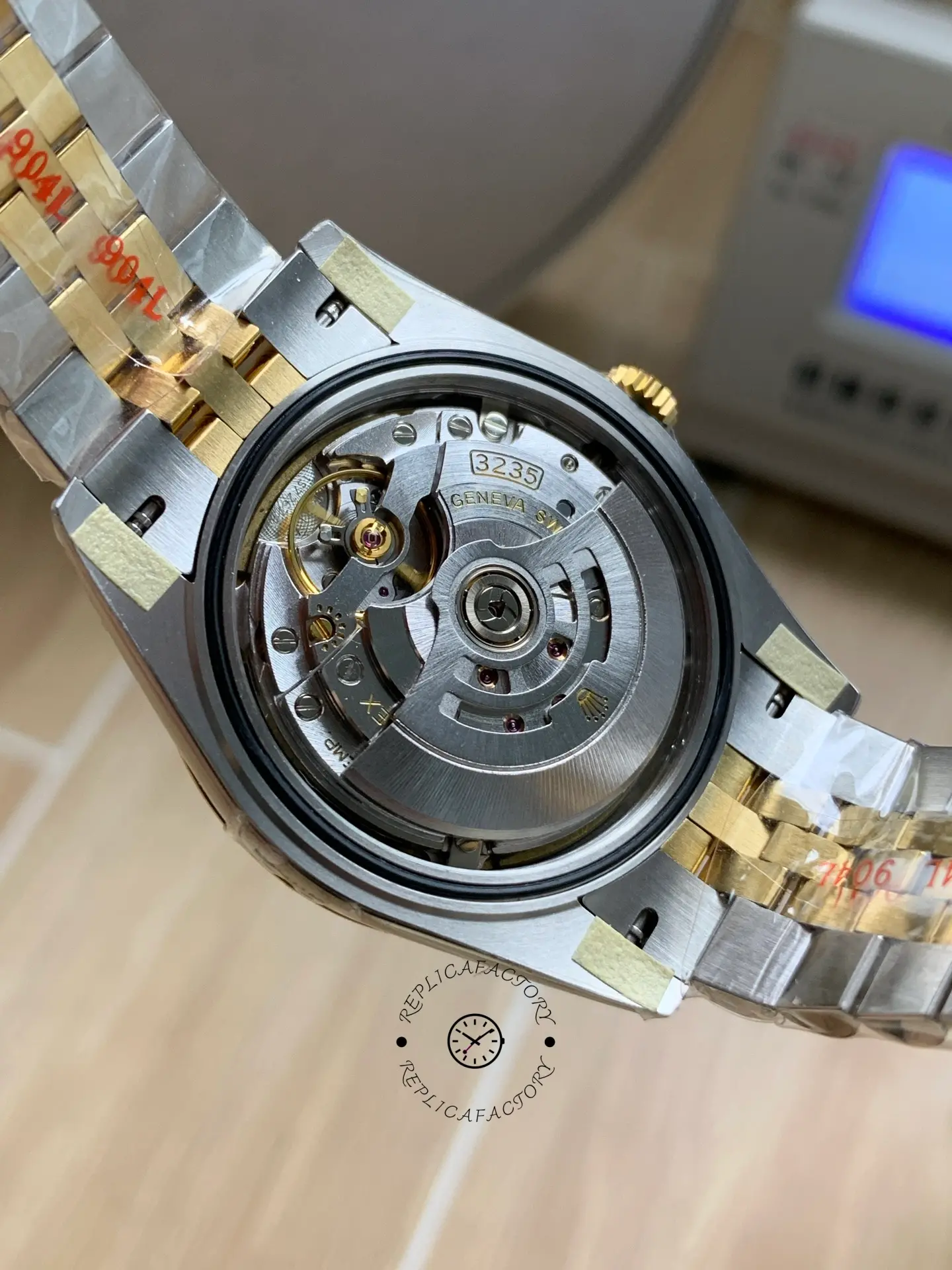Open caseback view of Rolex Datejust 41 126303-0010 showing the automatic movement and rotor.