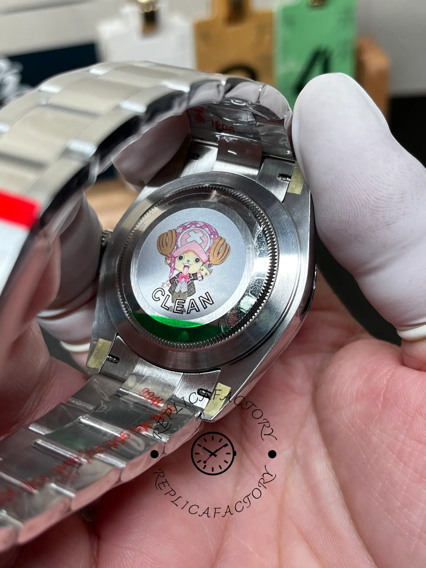 Case back view of Rolex Datejust M126334-0013 showing the solid back and bracelet underside.