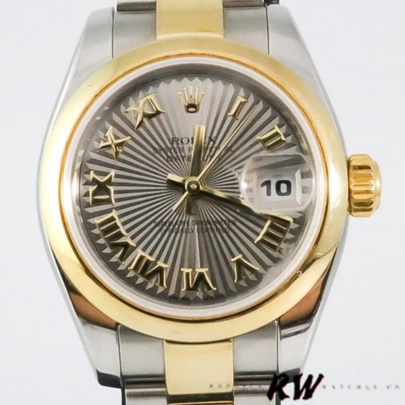 Rolex Datejust 179163 Sunbeam Gray Dial Domed Dezel 26MM Lady Replica Watch - Replica Factory