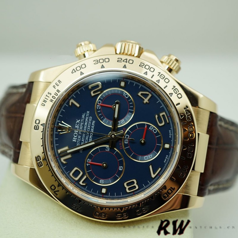 Rolex Cosmograph Daytona 116518 Yellow Gold Blue Dial 40mm Mens Replica Watch - Replica Factory