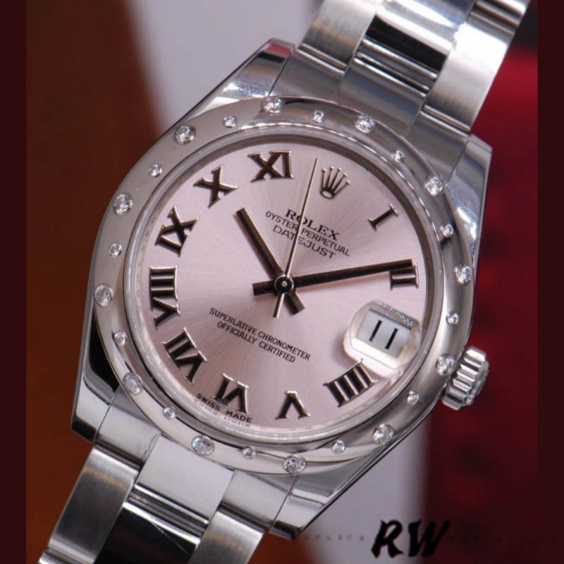 Rolex Datejust 178344 Pink Roman Dial 31MM Lady Replica Watch - Replica Factory