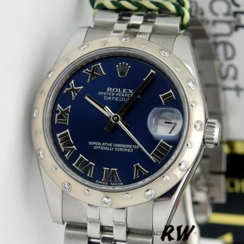 Rolex Datejust 178344 Blue Roman Dial Jubilee Bracelet 31MM Lady Replica Watch - Replica Factory