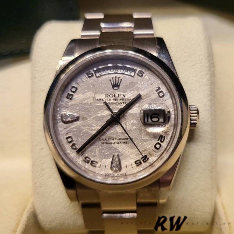 Rolex Day-Date 118209 White Gold Meteorite Grey Dial 36mm Unisex Replica Watch - Replica Factory