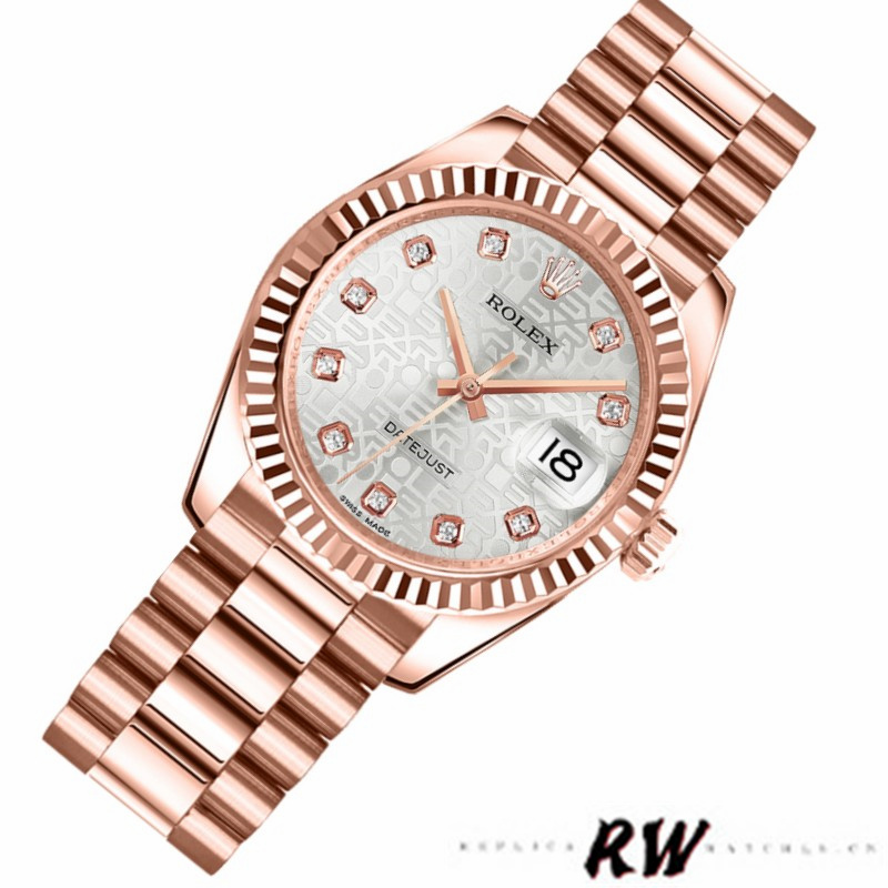 Rolex Datejust 178275 Everose Gold Jubile Silver Dial 31mm Lady Replica Watch - Replica Factory