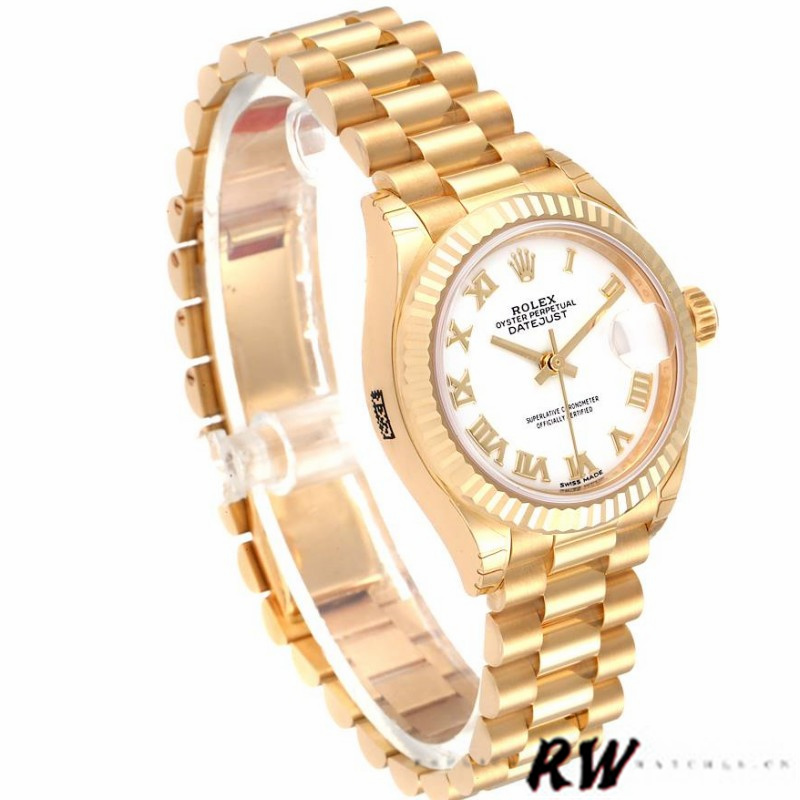Rolex Datejust 279178 White Roman Dial Fluted Bezel 28mm Lady Replica Watch - Replica Factory