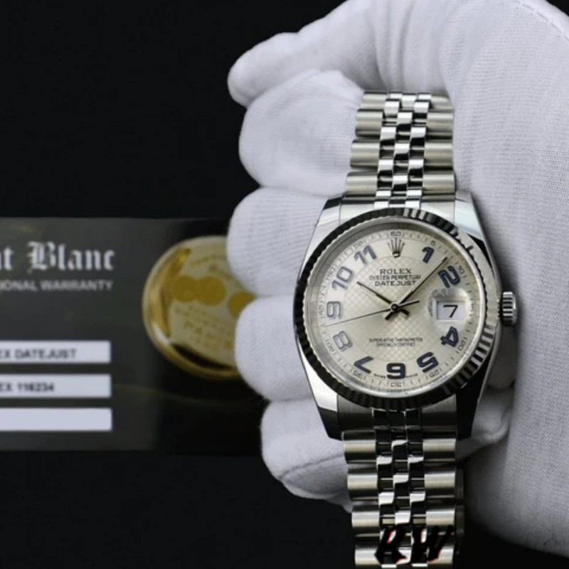 Rolex Datejust 116234 Silver Dial Blue Arabic Numeral Hour Markers 36mm Unisex Replica Watch - Replica Factory