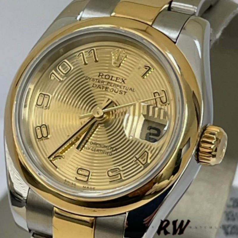 Rolex Datejust 179163 Concentric Circle Champagne Dial Domed Dezel 26MM Lady Replica Watch - Replica Factory