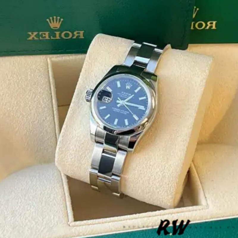 Rolex Datejust 179160 Domed Bezel Black Index Dial 26MM Lady Replica Watch - Replica Factory
