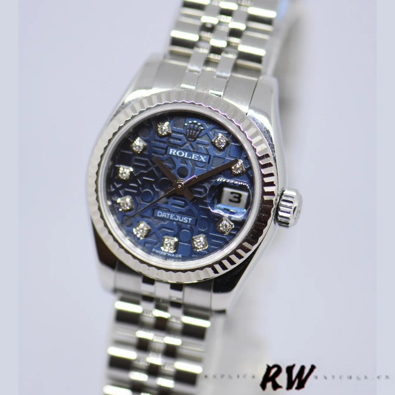 Rolex Datejust 179174 Jubilee Blue Diamond Dial Fluted Bezel 26MM Lady Replica Watch