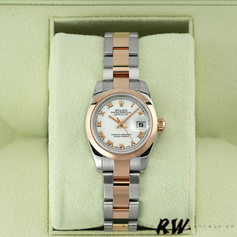 Rolex Datejust 179161 Stainless Steel and Everose Gold White Roman Dial 26MM Lady Replica Watch - Replica Factory