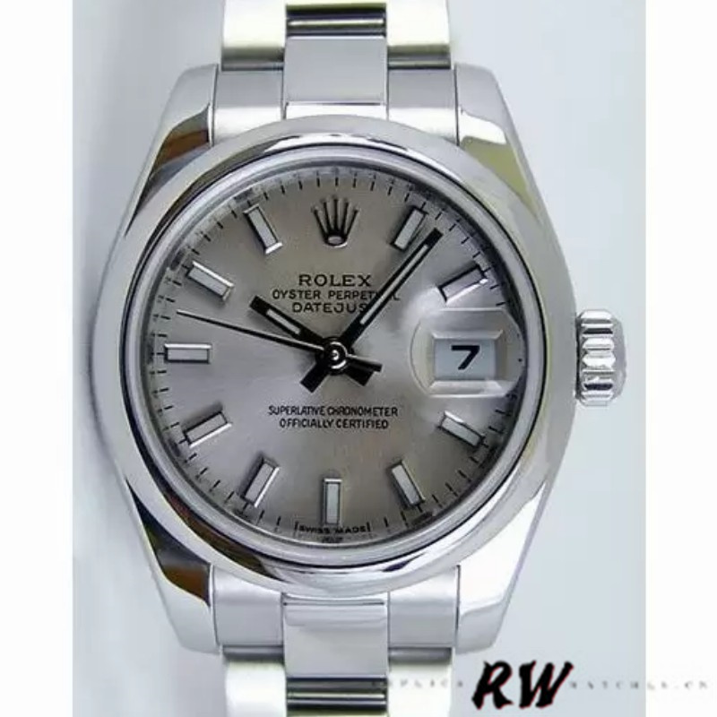 Rolex Datejust 179160 Silver Index Dial Domed Bezel 26MM Lady Replica Watch - Replica Factory