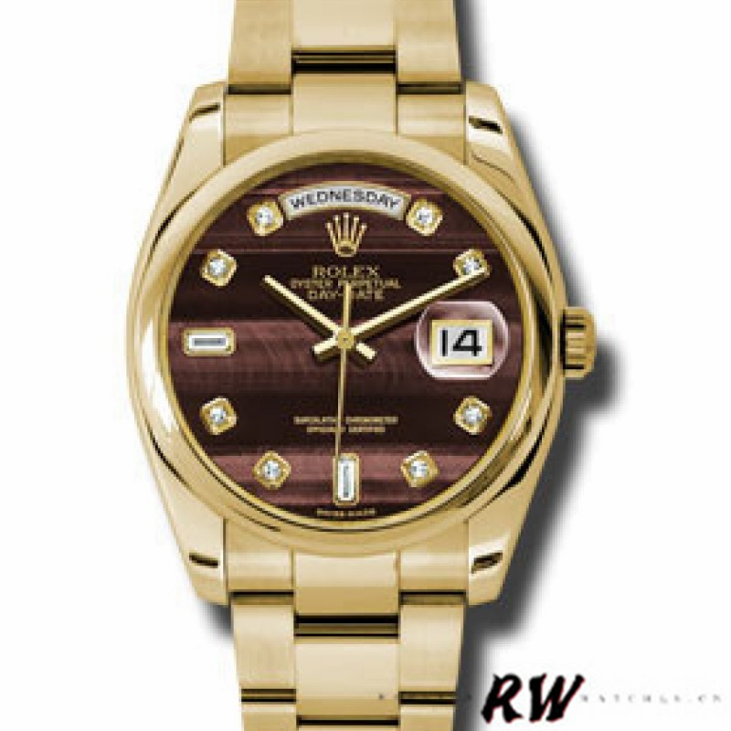Rolex Day-Date 118208 Yellow Gold Domed 36mm Unisex Replica Watch - Replica Factory