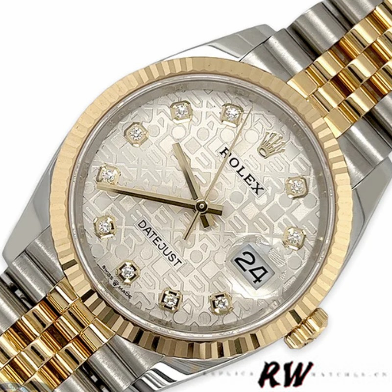 Rolex Datejust 126233 Silver Jubilee Dial Fluted Bezel 36MM Unisex Replica Watch - Replica Factory