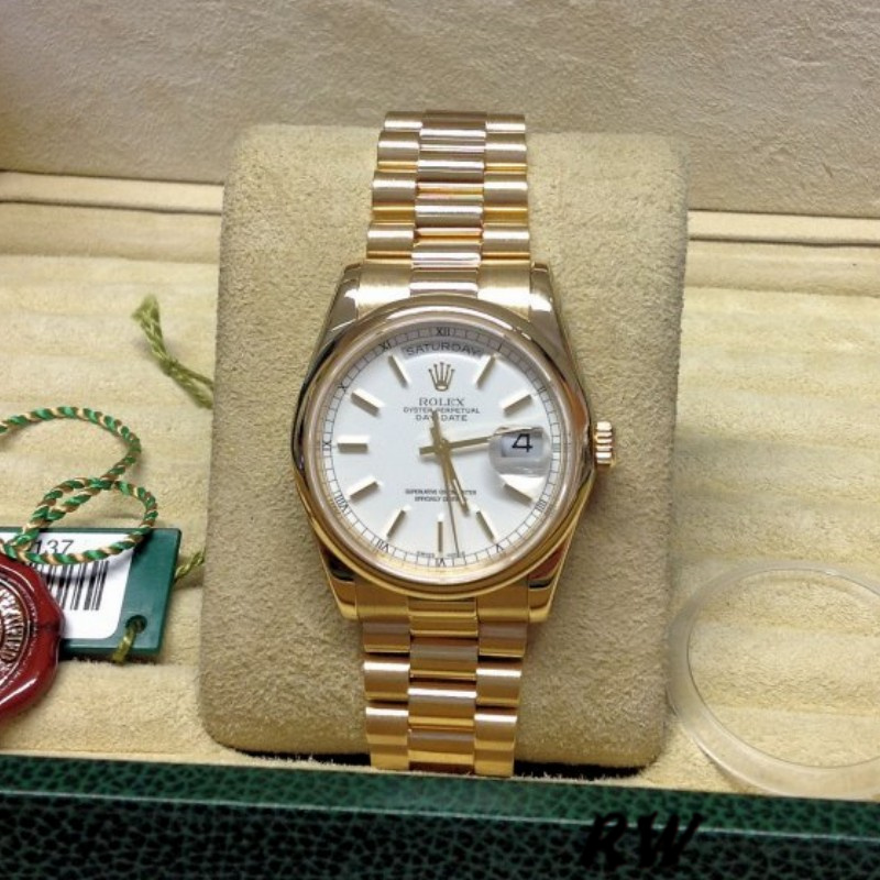 Rolex Day-Date 118208 White Dial 36mm Unisex Replica Watch - Replica Factory