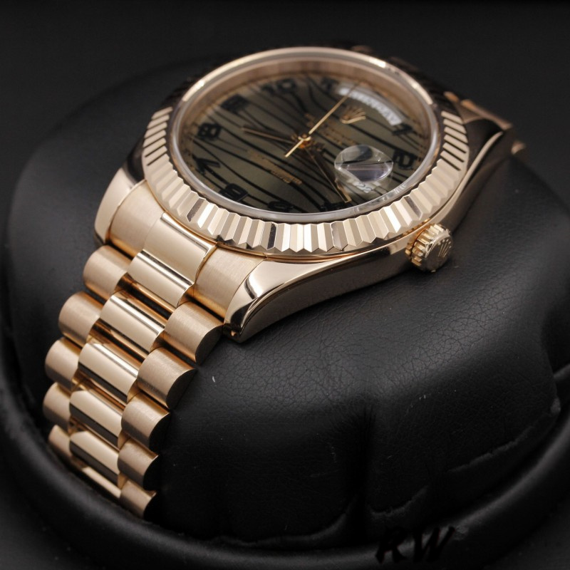 Rolex Day-Date 218235 Wave Bronze Dial Rose Gold 41MM Mens Replica Watch - Replica Factory