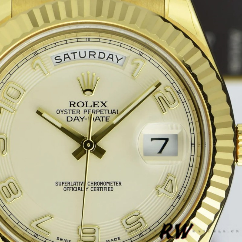 Rolex Day-Date 218238 Ivory Dial Yellow Gold 41MM Mens Replica Watch - Replica Factory