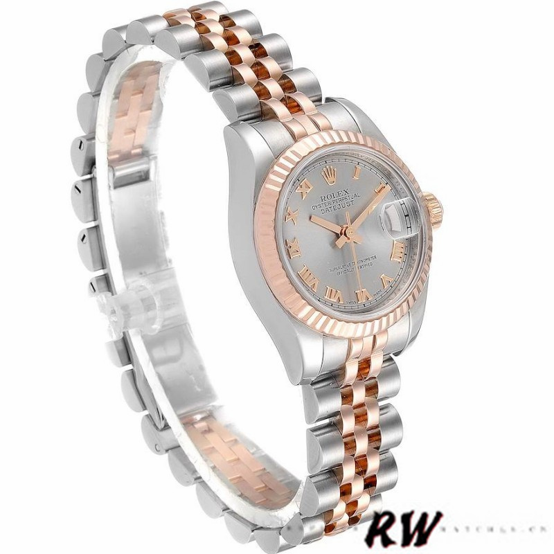Rolex Datejust 179171 Grey Roman Numeral Dial Fluted Bezel 26MM Lady Replica Watch - Replica Factory
