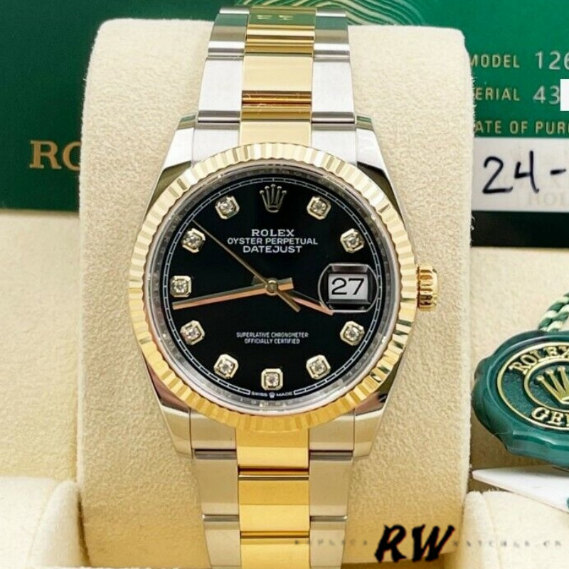 Rolex Datejust 126233 Black Diamond Dial Fluted Bezel 36MM Unisex Replica Watch