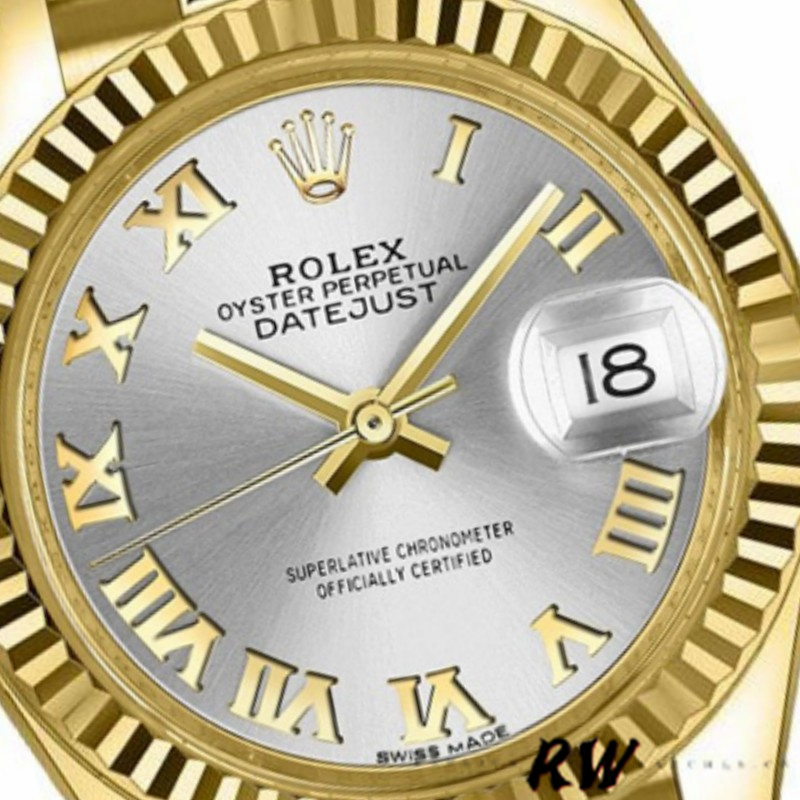 Rolex Datejust 279178 Silver Roman Dial Fluted Bezel 28mm Lady Replica Watch - Replica Factory