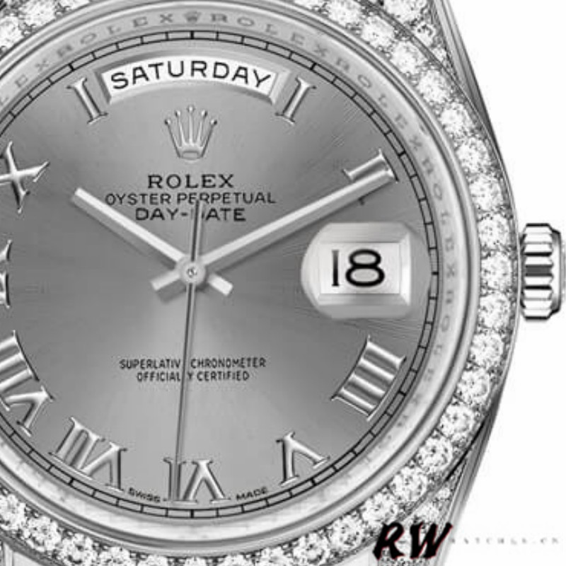 Rolex Day-Date 118389 Rhodium Grey Roman Numeral Dial 36MM Unisex Replica Watch - Replica Factory