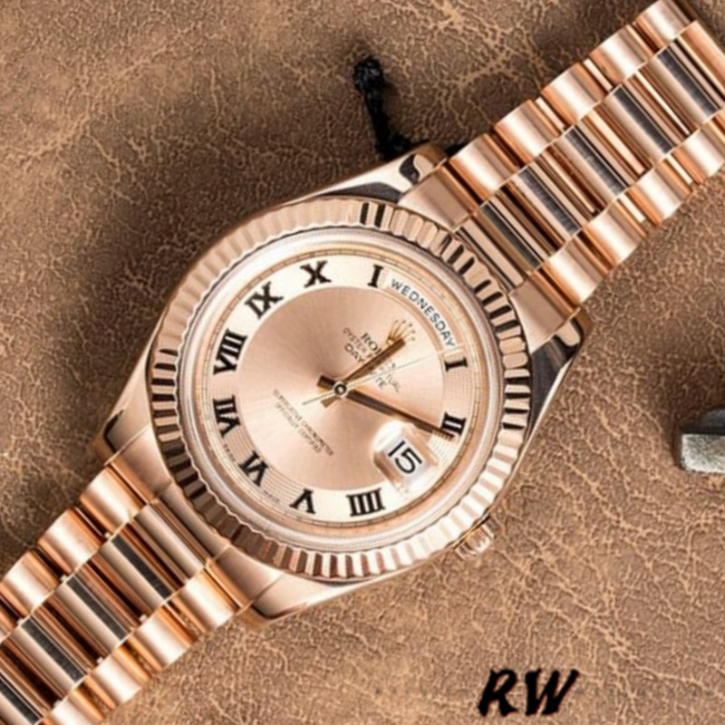 Rolex Day-Date 218235 Concentric Circle Champagne Dial Rose Gold 41MM Mens Replica Watch - Replica Factory