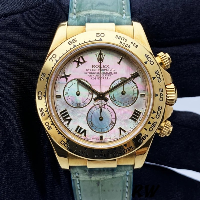Rolex Daytona 116518 Blue leather strap MOP Dial 40mm Mens Replica Watch - Replica Factory