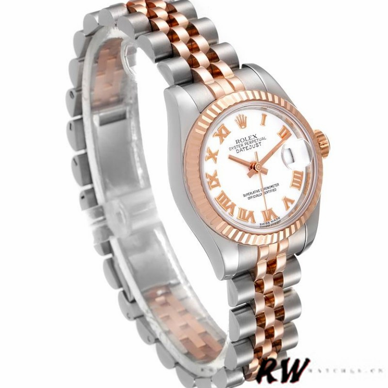 Rolex Datejust 179171 White Roman Numeral Dial Fluted Bezel 26MM Lady Replica Watch - Replica Factory