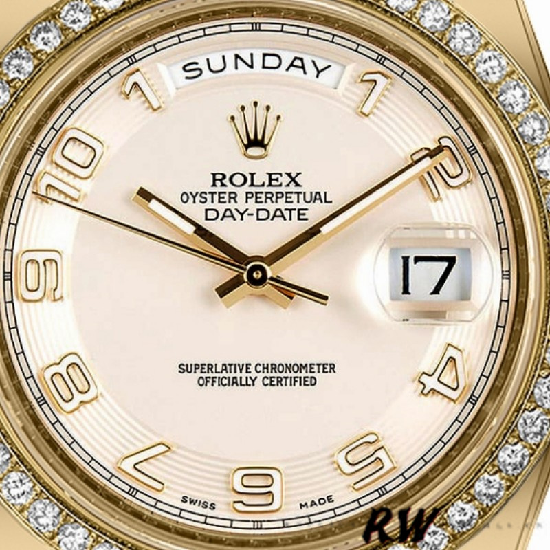 Rolex Day-Date 218348 Concentric Circle Ivory Dial 41MM Mens Replica Watch - Replica Factory