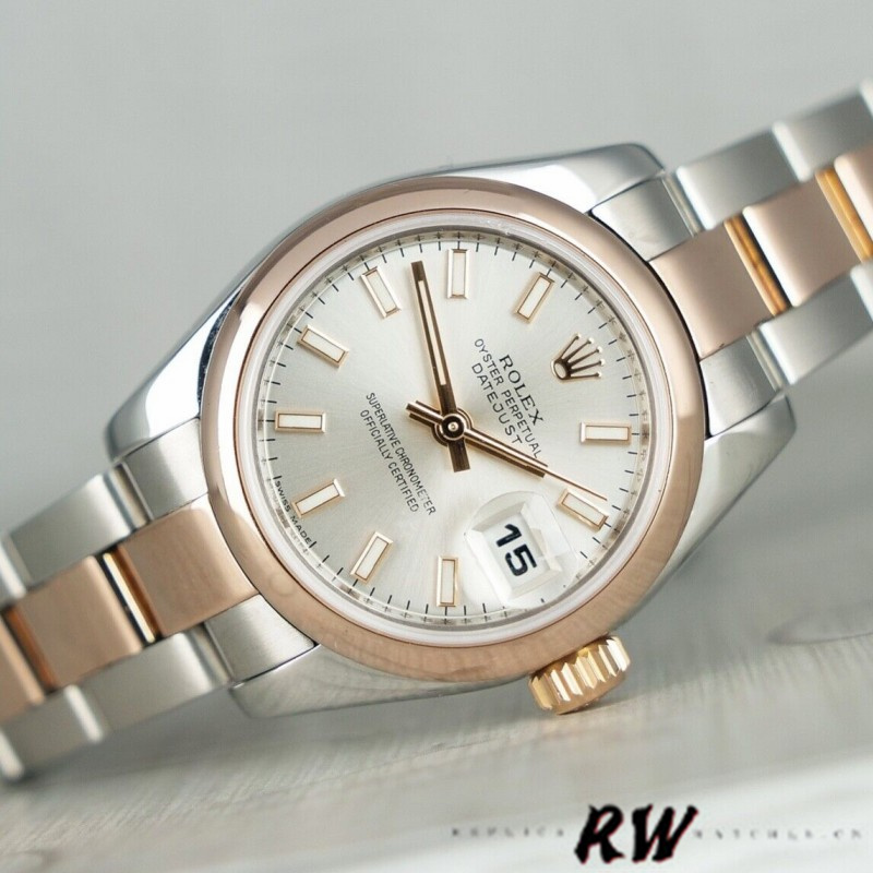 Rolex Datejust 179161 Stainless Steel and Everose Gold Silver Index Dial 26MM Lady Replica Watch - Replica Factory
