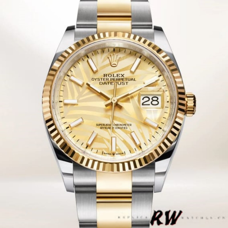 Rolex Datejust 126233 Golden Palm Motif Dial 36MM Unisex Replica Watch - Replica Factory