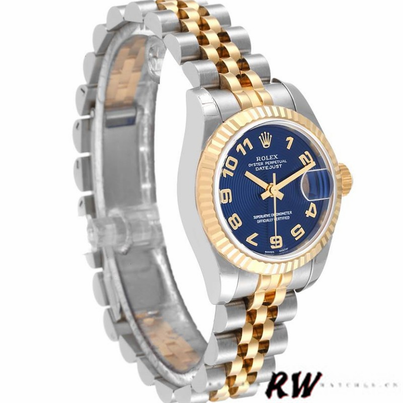 Rolex Datejust 179173 Concentric Circle Blue Dial Fluted Bezel 26MM Lady Replica Watch - Replica Factory