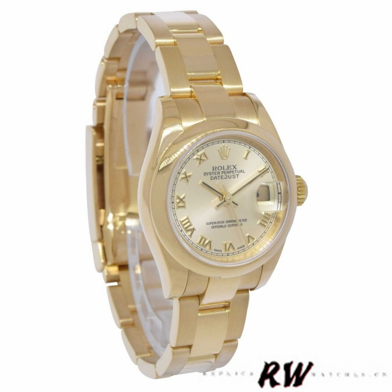 Rolex Datejust 179168 Smooth Domed Champagne Roman Dial 26MM Lady Replica Watch - Replica Factory