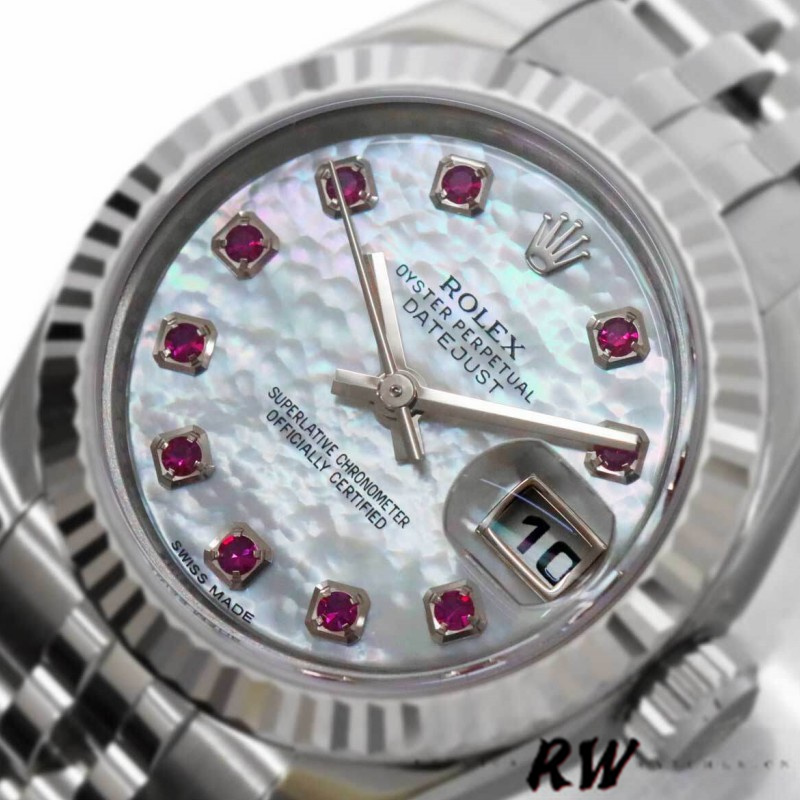 Rolex Datejust 179174 Mother of Pearl White Dial Fluted Bezel 26MM Lady Replica Watch - Replica Factory
