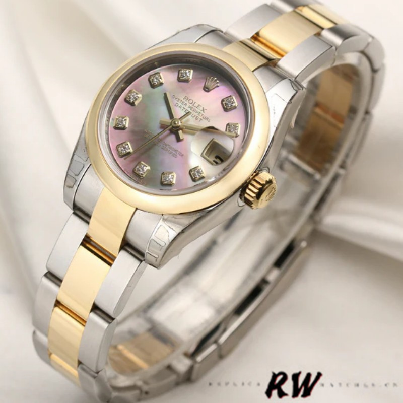 Rolex Datejust 179163 Black Mother of Pearl Dial Domed Dezel 26MM Lady Replica Watch - Replica Factory