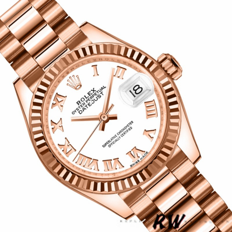 Rolex Datejust 279175 White Roman Numeral Dial Fluted Bezel 28mm Lady Replica Watch - Replica Factory