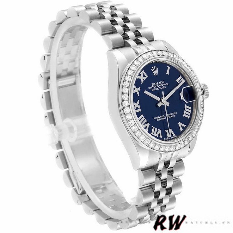 Rolex Datejust 178384 Stainless Steel Blue Roman Dial 31MM Lady Replica Watch - Replica Factory